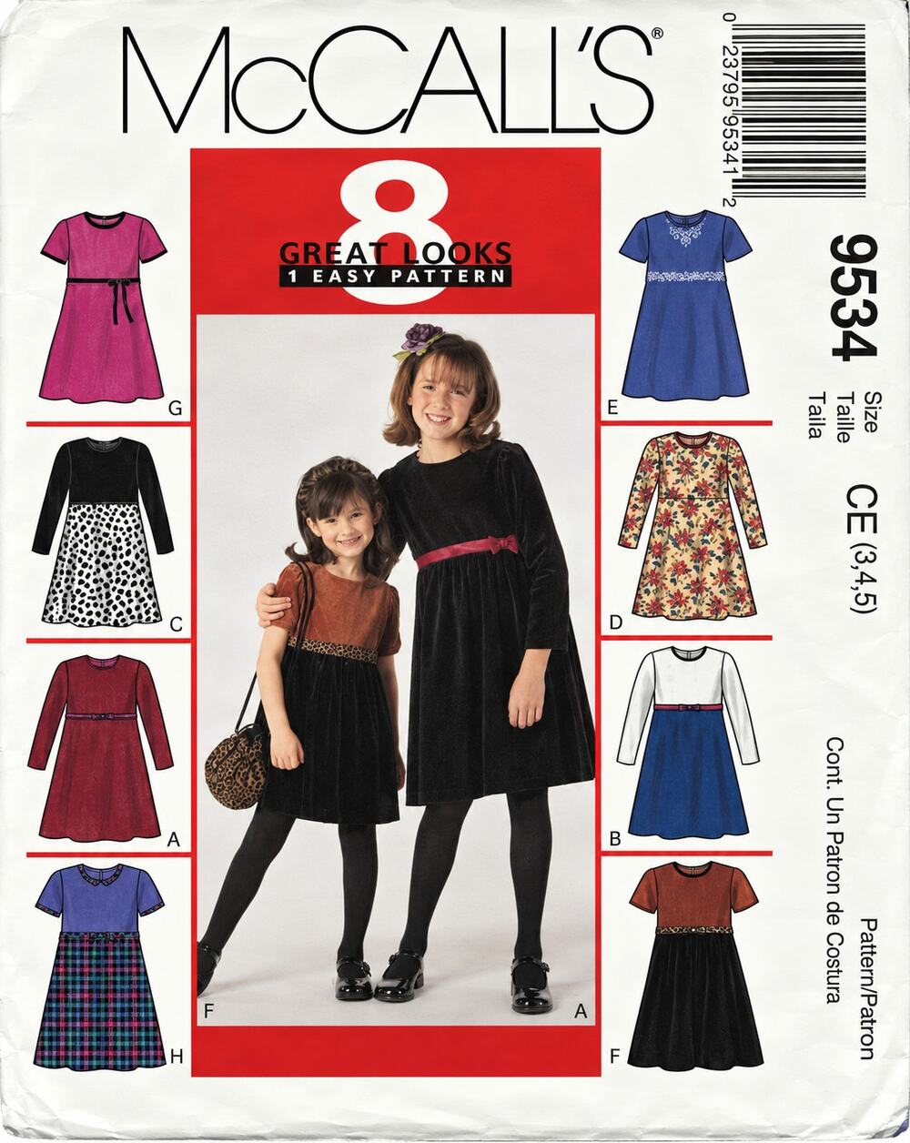 McCalls 9534 Kids Sewing Pattern Dress & Purse Size 3T-4T-5T Uncut